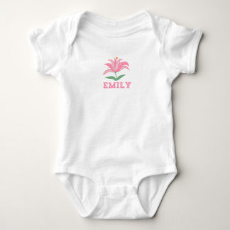 Emily baby girl pink lily flower bodysuit