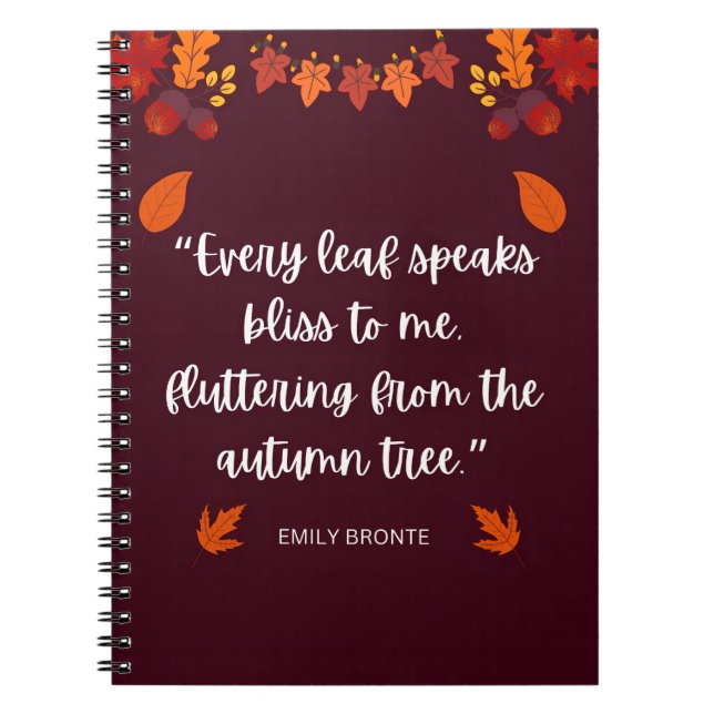 Emily Bronte Autumn Quote Notebook (Front)