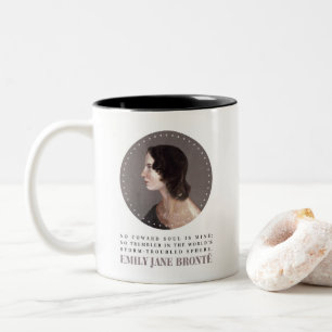Emily Bronte Portrait and Quote - No Coward Soul Two-Tone Coffee Mug
