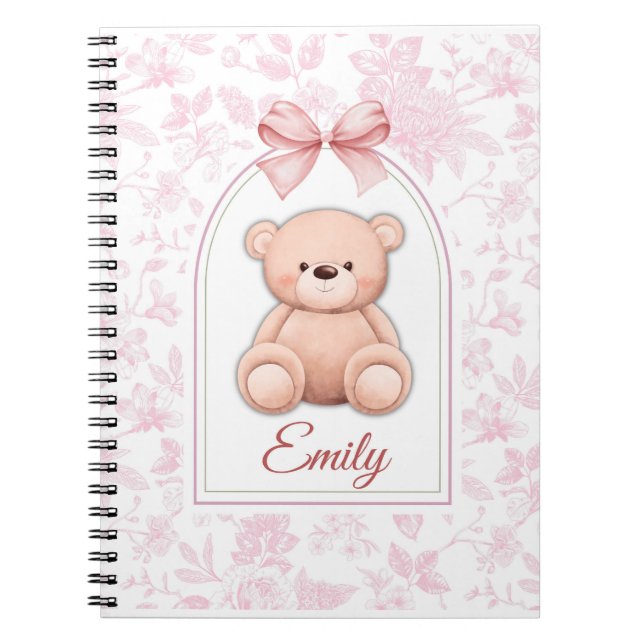 Emily | Custom Pink Teddy Bear Nursery Design  Notebook (Front)