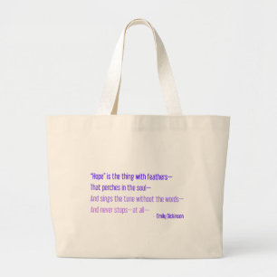 Emily Dickinson - Hope is the Thing with Feathers Large Tote Bag