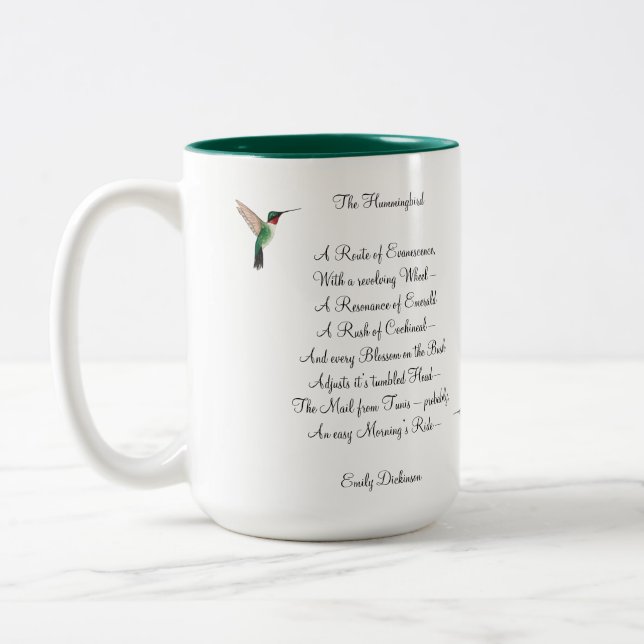 Emily Dickinson Hummingbird  Two-Tone Coffee Mug (Left)