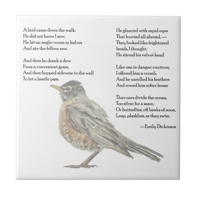 Emily Dickinson "In the Garden" Poem Tile (Front)