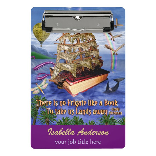 Emily Dickinson Poem Frigate Book Ship Custom Name Mini Clipboard (Front)