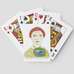Emily Dickinson with a Many Feathered Thing Playing Cards