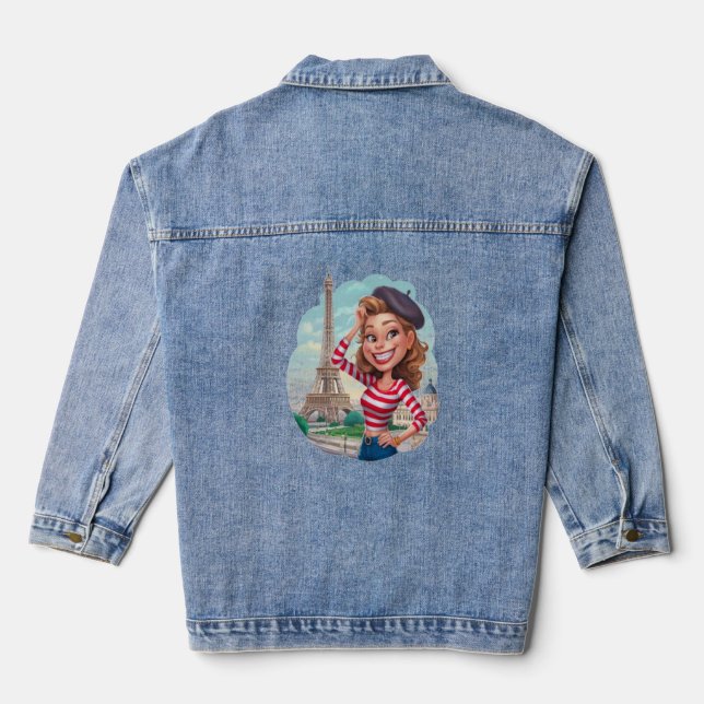 Emily em Paris sticker Denim Jacket (Back)