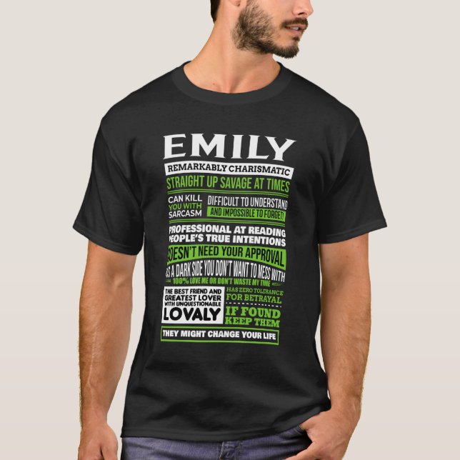 Emily Girl Name Definition T-Shirt (Front)