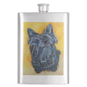 'Emily in Blue' Scottie art Hip Flask