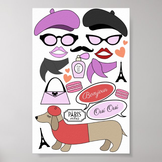Emily in Paris theme photobooth party props Poster (Front)