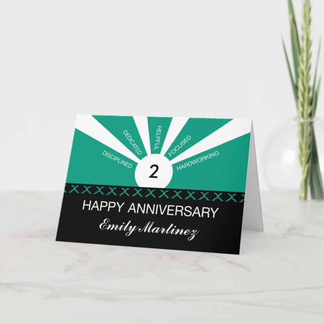 Emily Martinez, Employee Anniversary, Custom 2 Yea Card (Front)