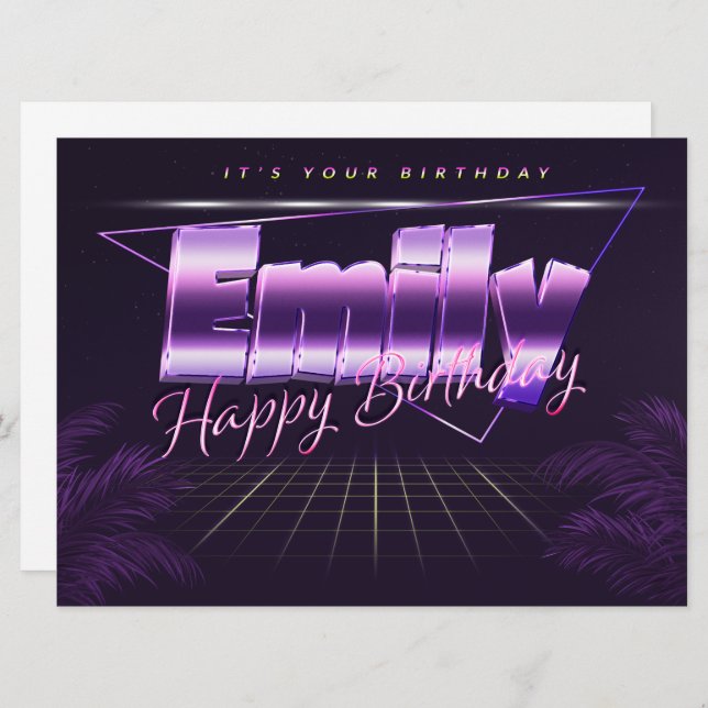 Emily Name First name pura retro card Birthday (Front/Back)