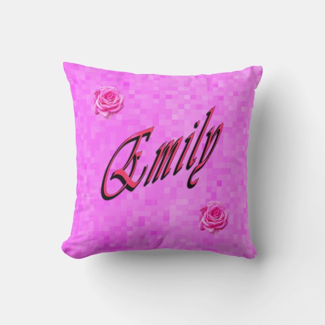 Emily, Name, Logo, On Pink Mosaic Cushion (Front)
