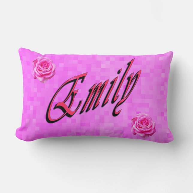 Emily, Name, Logo, On Pink Mosaic Lumbar Cushion (Front)