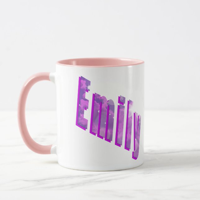 Emily, Name Logo, Pink Combo Coffee Mug (Left)