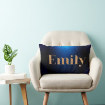 Emily Name Navy Blue Elegant Throw Pillow