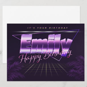 Emily Name Vorname lila retro Karte Geburtstag Card