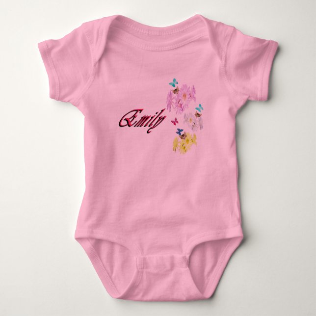 Emily, Name, With Kittens, Baby Bodysuit (Front)