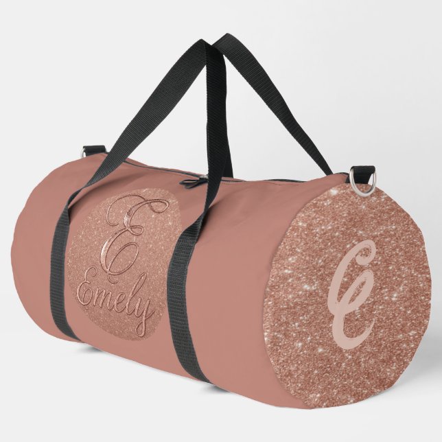 Emily Rose Gold Glitter Name Duffel Bag (Left Corner)