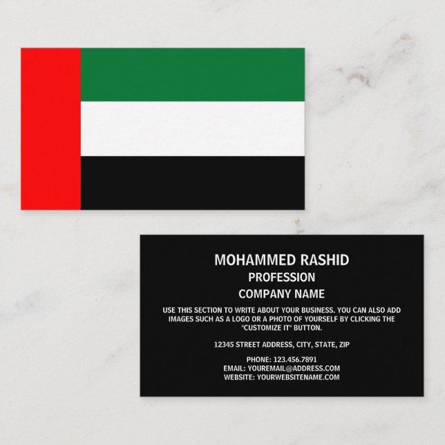 Emirati Flag, Flag of United Arab Emirates Business Card (Front/Back)