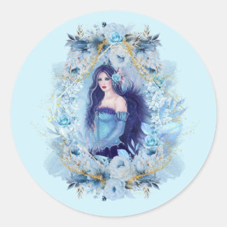 Emma angel with flowers classic round sticker