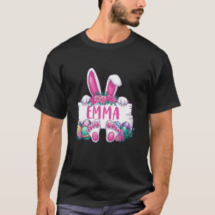 Emma Bunny Ears & Eggs Happy Easter Day Girls T-Shirt