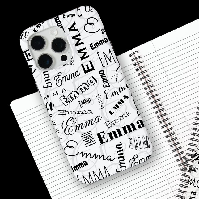 Emma Custom Name  Black White  Case-Mate iPhone Case (Creator Uploaded)