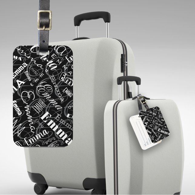 Emma Custom Name  Black White  Luggage Tag (Creator Uploaded)