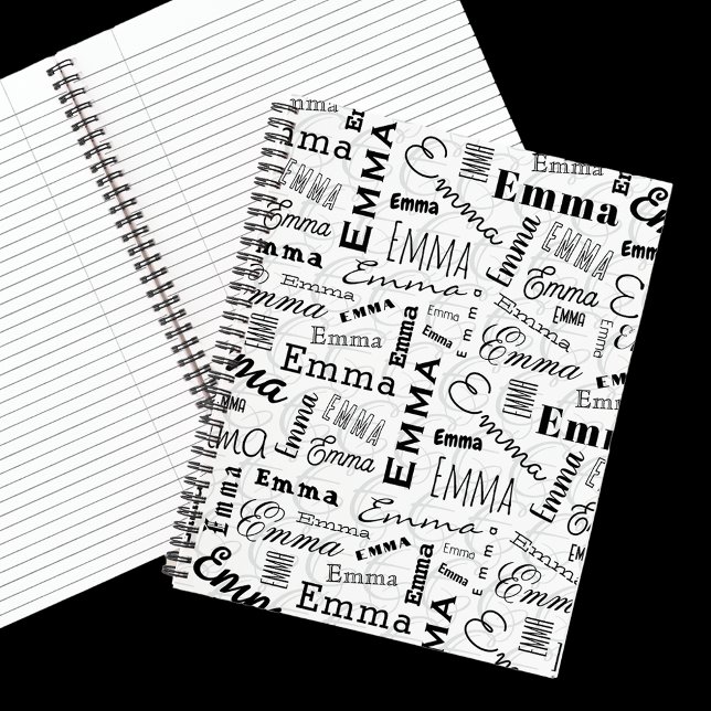 Emma Custom Name  Black White  Notebook (Creator Uploaded)