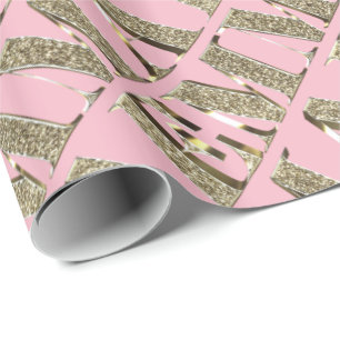 Emma Elegant Golden Glitter Look Typography Name Wrapping Paper