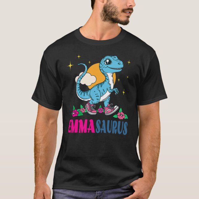 Emma EMMASAURUS Personalized Name Dino Dinosaur Bi T-Shirt (Front)