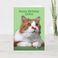 Emma Happy Birthday Orange and White Cat