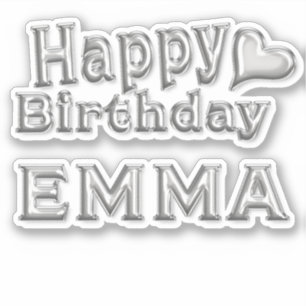Emma Happy Birthday silver sticker