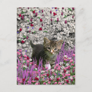 Emma in Flowers I – Little Grey Kitty Cat Postcard