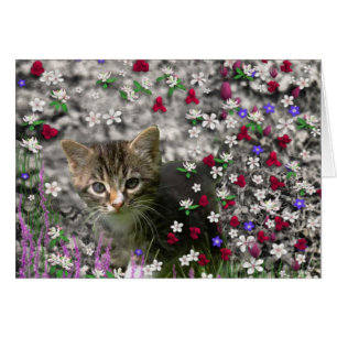 Emma in Flowers II, Little Grey Tabby Kitty Cat