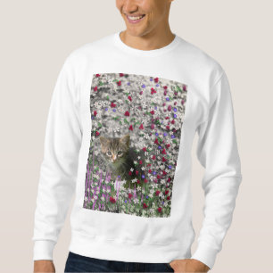 Emma in Flowers II, Little Grey Tabby Kitty Cat Sweatshirt