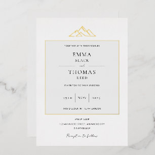 EMMA Mountain Minimalist Dove Grey Foil Invitation