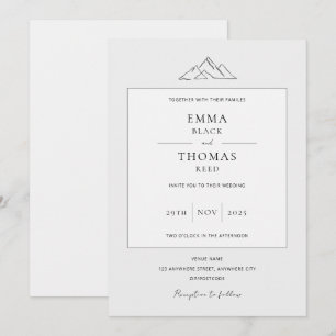EMMA Mountain Minimalist Dove Grey Invitation