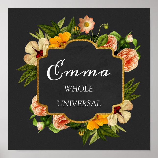 Emma Name Meaning Royal Roses Frame Gift Poster (Front)