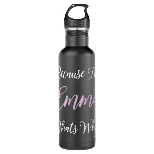 Emma Name Personalised Pink Cute Girl Black Women  710 Ml Water Bottle (Front)