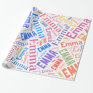 EMMA Name text design Wrapping Paper