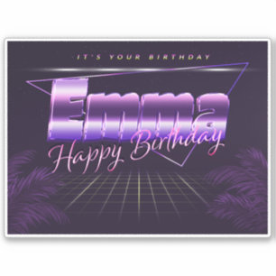 Emma Name Vorname lila retro Sticker Geburtstag