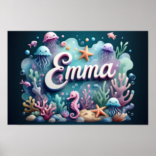 Emma Ocean Nursery Wall Art Underwater Sea Animals