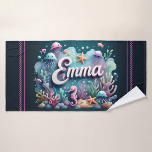 Emma Personalised Ocean Jellyfish Underwater Bath Towel