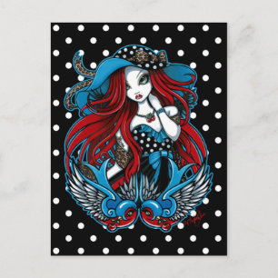 Emma Rockabilly Swallow Tattoo Angel Postcard