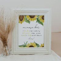EMMA Rustic Country Sunflower Mimosa Bar Sign