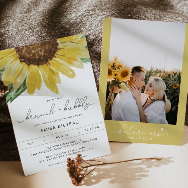 EMMA Rustic Sunflower Bridal Brunch and Bubbly Invitation (Creator Uploaded)