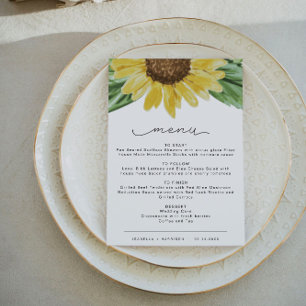 EMMA Rustic Watercolor Sunflower Country Menu Card