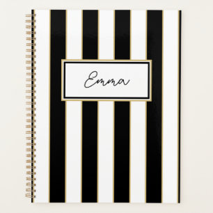Emma Stripe Weekly Planner in Black and White