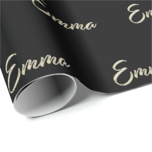 Emma white gold Handwriting Geschenkpapier Wrapping Paper