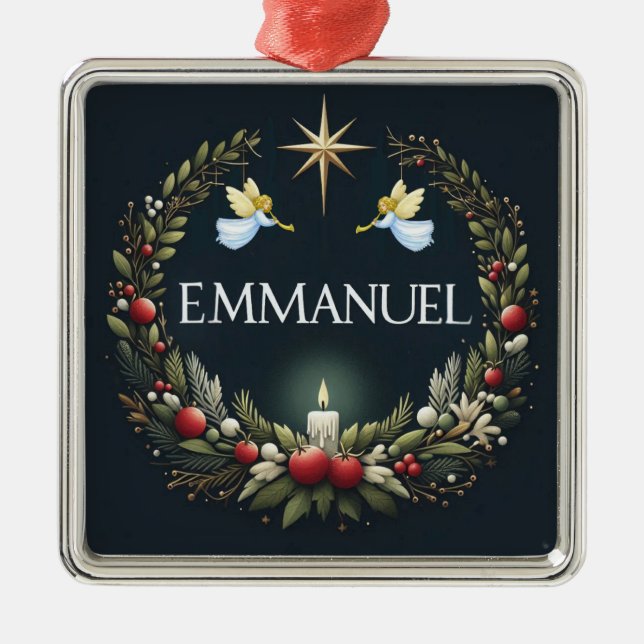 Emmanuel Christmas angels Metal Tree Decoration (Front)